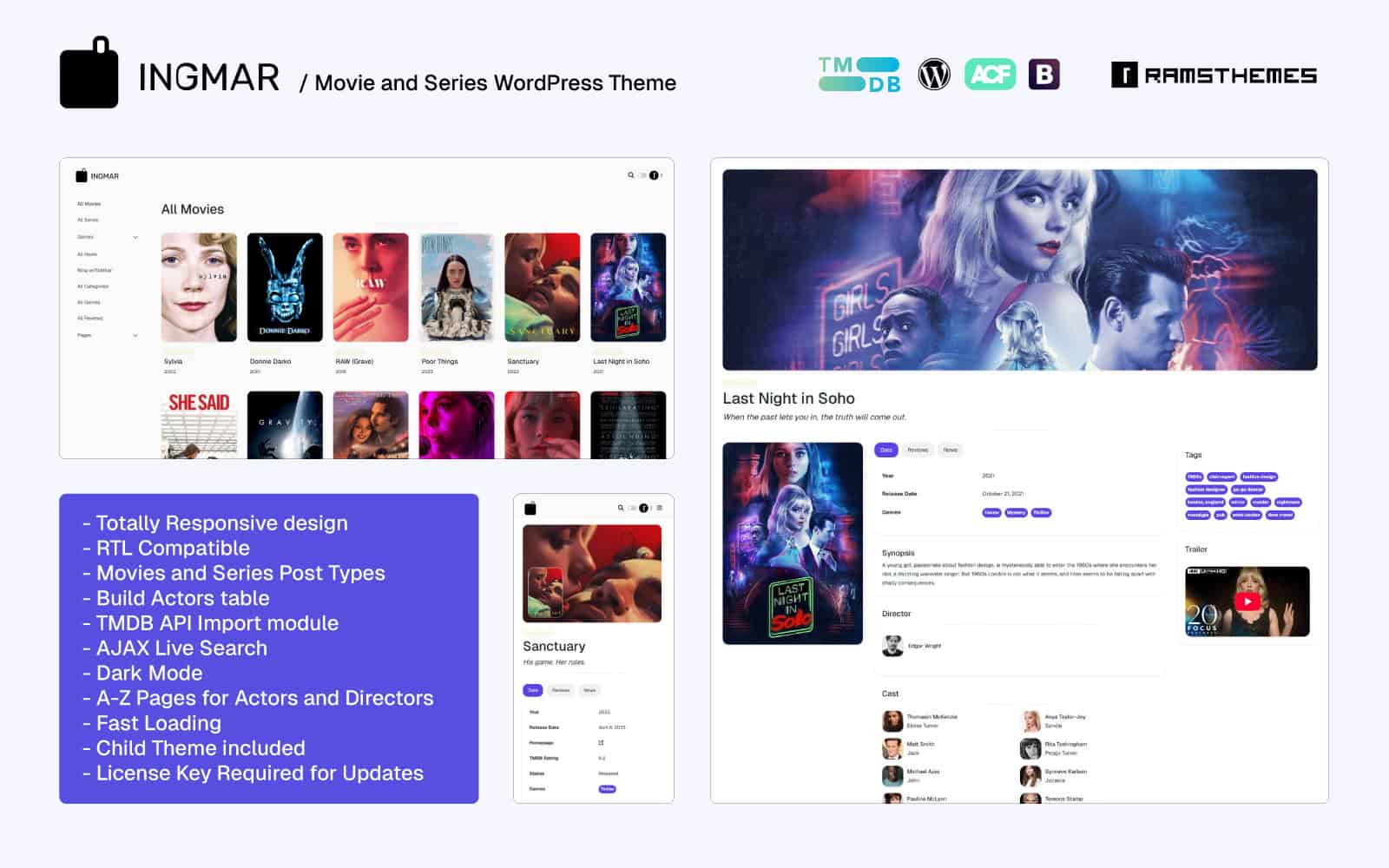 INGMAR - Movies and Series WordPress Theme with TMDB API INGMAR - Movies and Series WordPress Theme with TMDB API
