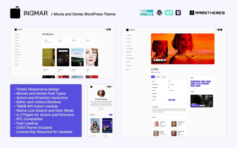 INGMAR Movie and Series WordPress Theme