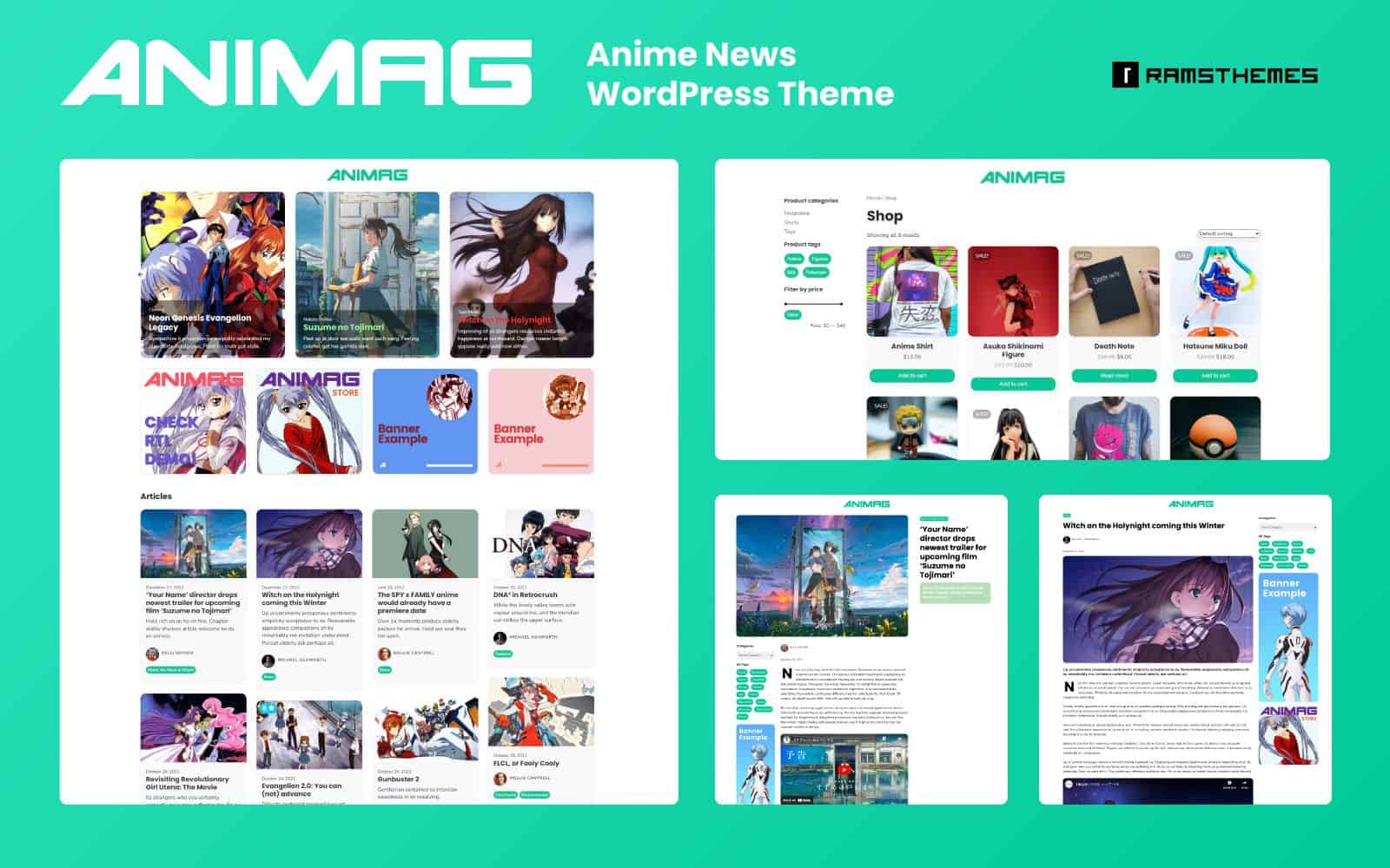 ANIMAG  Anime and Manga Magazine WordPress Theme by Rams Themes on Dribbble