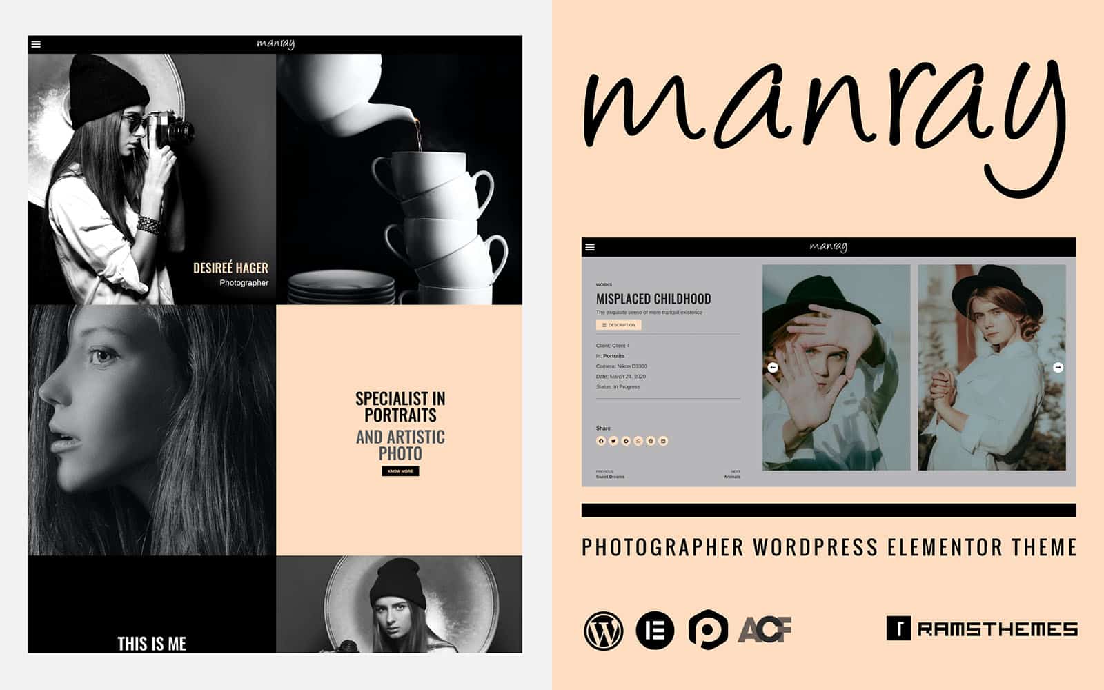 MANRAY - Photographer WordPress Elementor Theme