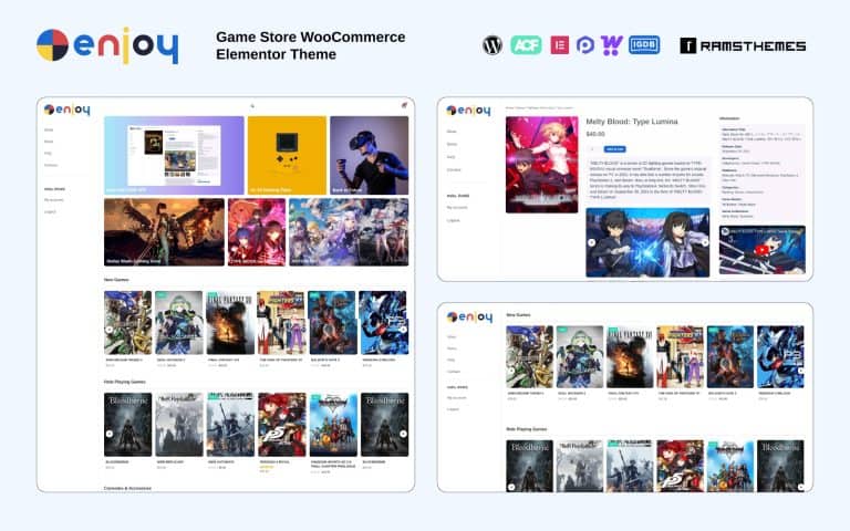 ENJOY - Game Store WooCommerce Elementor Theme