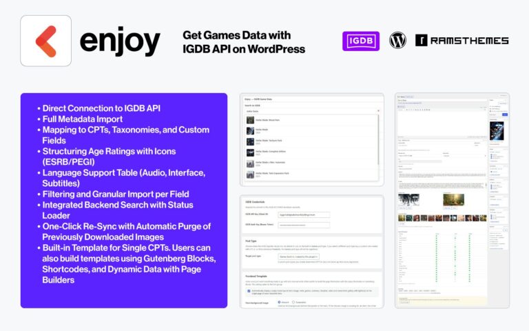 ENJOY WordPress Game Data Plugin