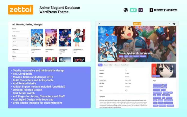ZETTAI - Anime Blog and Database WordPress Theme