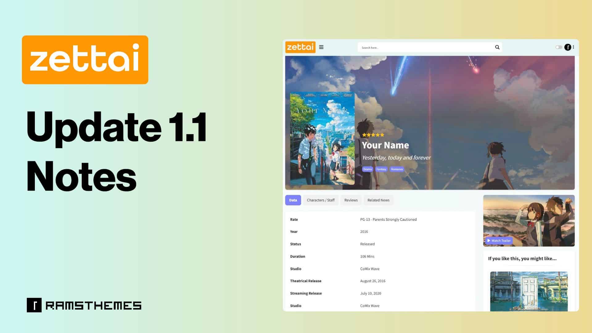 ZETTAI 1.1 Update Release Notes - RAMSTHEMES