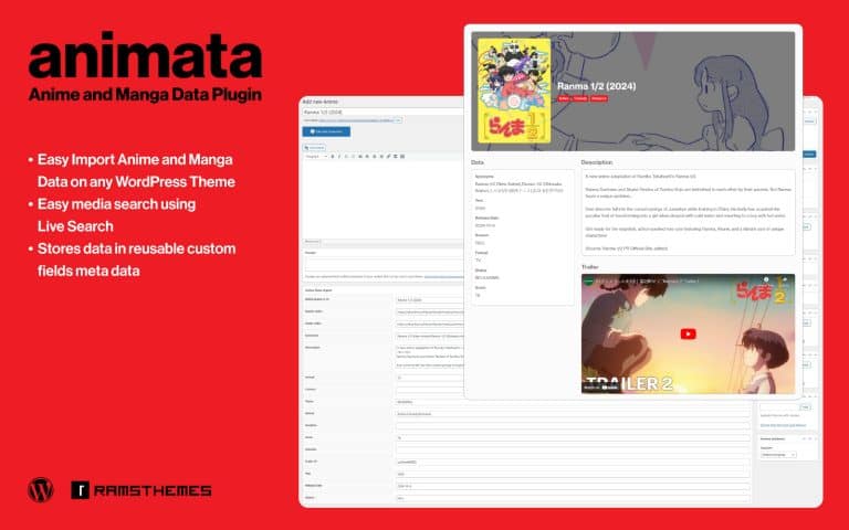 ANIMATA - Anime and Manga Data Plugin for WordPress