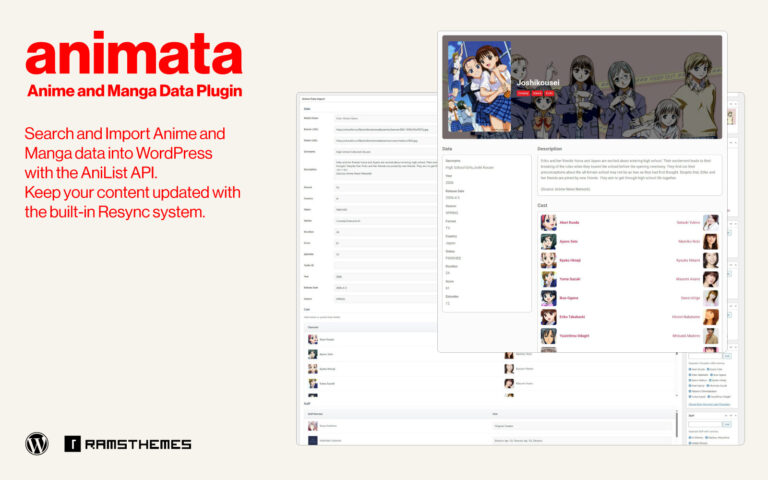 ANIMATA - Anime and Manga Data Plugin for WordPress