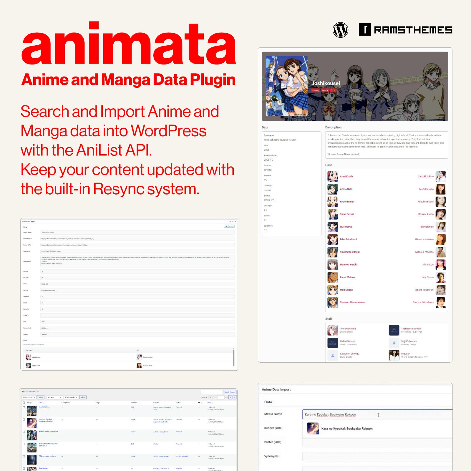 ANIMATA - Anime and Manga Data Plugin for WordPress ANIMATA - Anime and Manga Data Plugin for WordPress