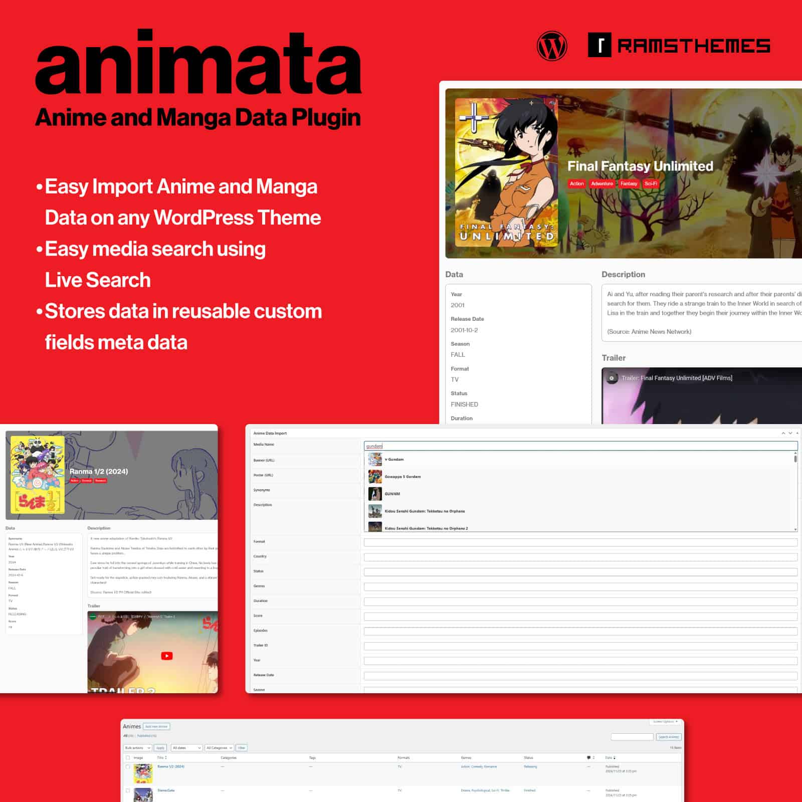 ANIMATA Anime and Manga Data WordPress Plugin ANIMATA Anime and Manga Data WordPress Plugin