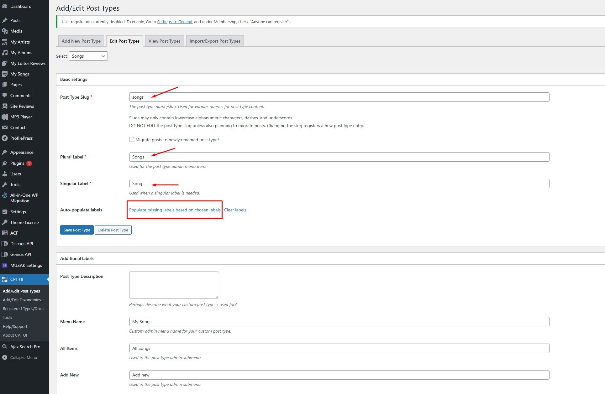 MUZAK Theme Update 1.1.3: Songs Post Type with Genius API Lyrics Import