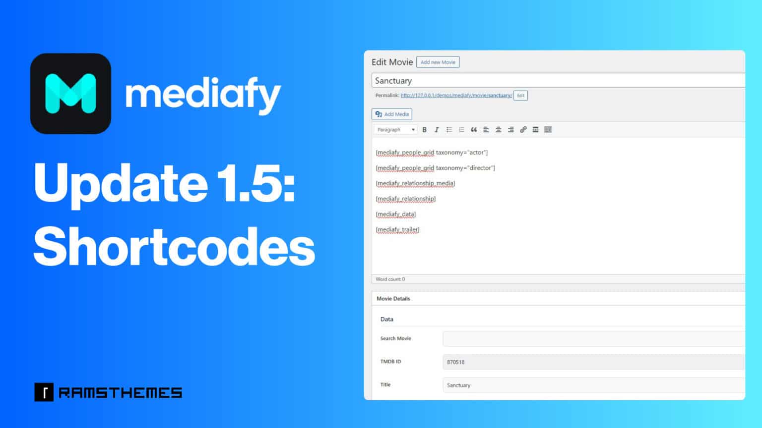 Mediafy 1.5 Update: New Shortcodes for Metadata