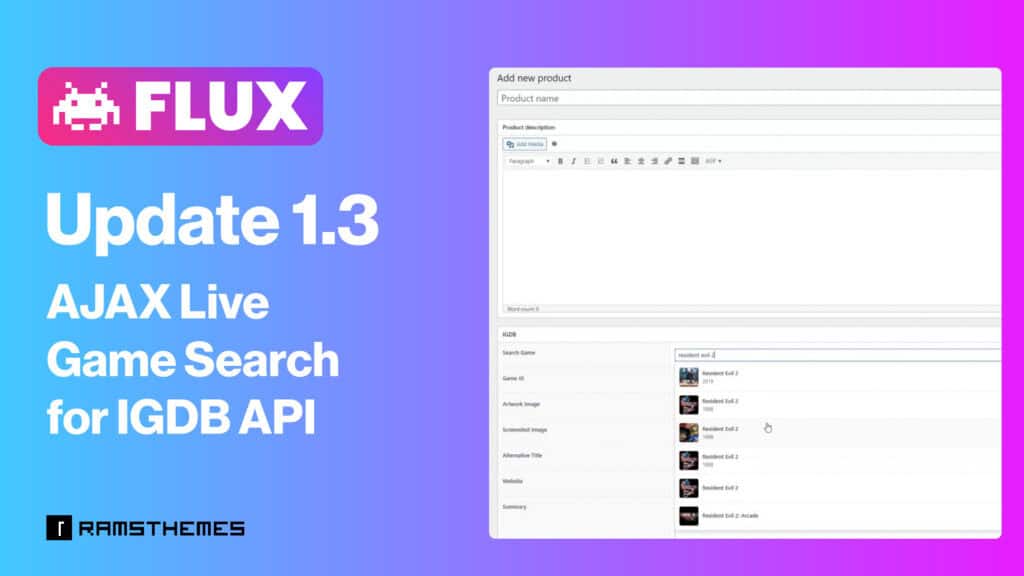 FLUX Update 1.3: AJAX Live Game Search for IGDB API