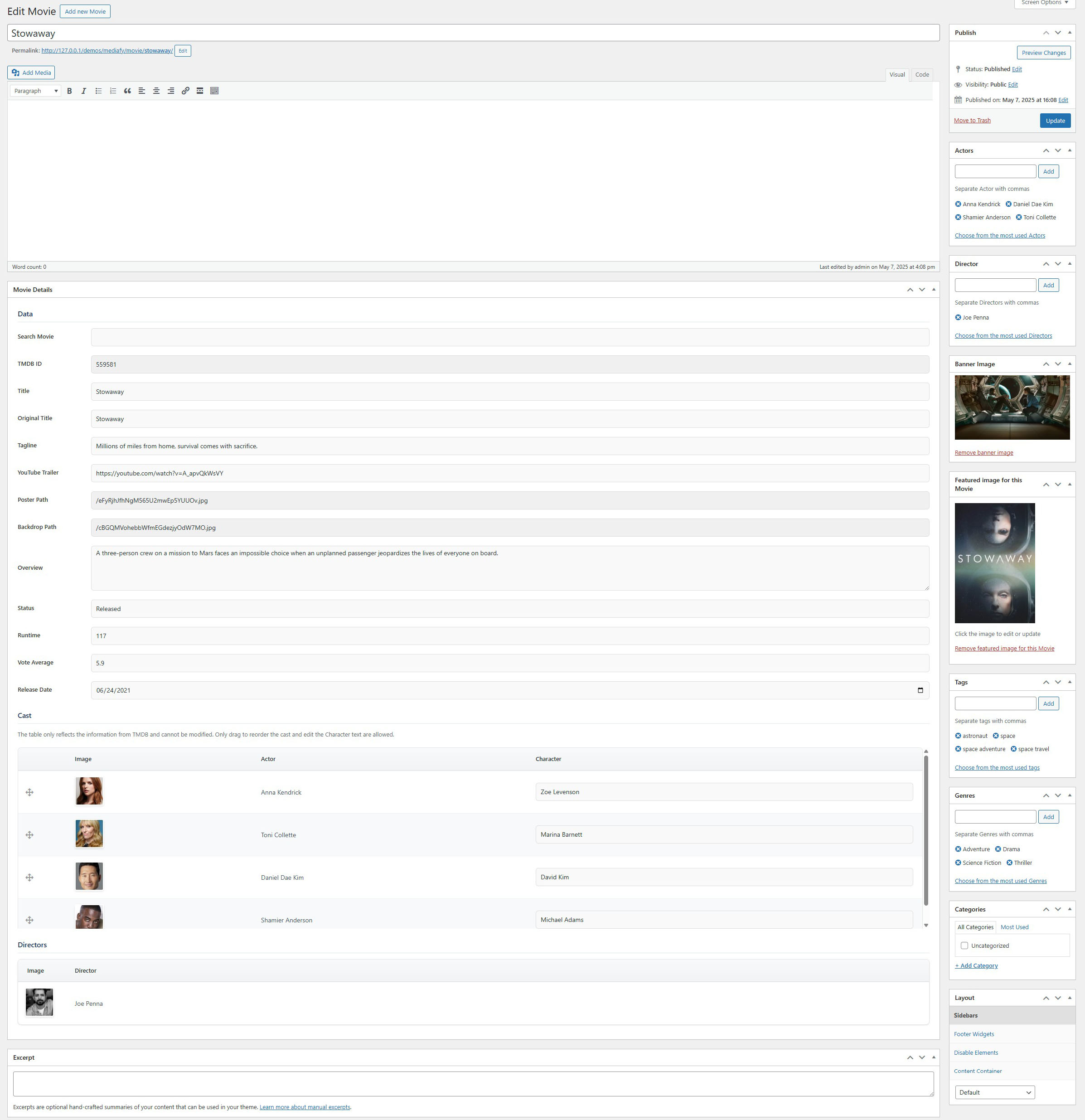 MEDIAFY - Get Movie and Series Data with TMDB API WordPress Plugin MEDIAFY - Get Movie and Series Data with TMDB API WordPress Plugin