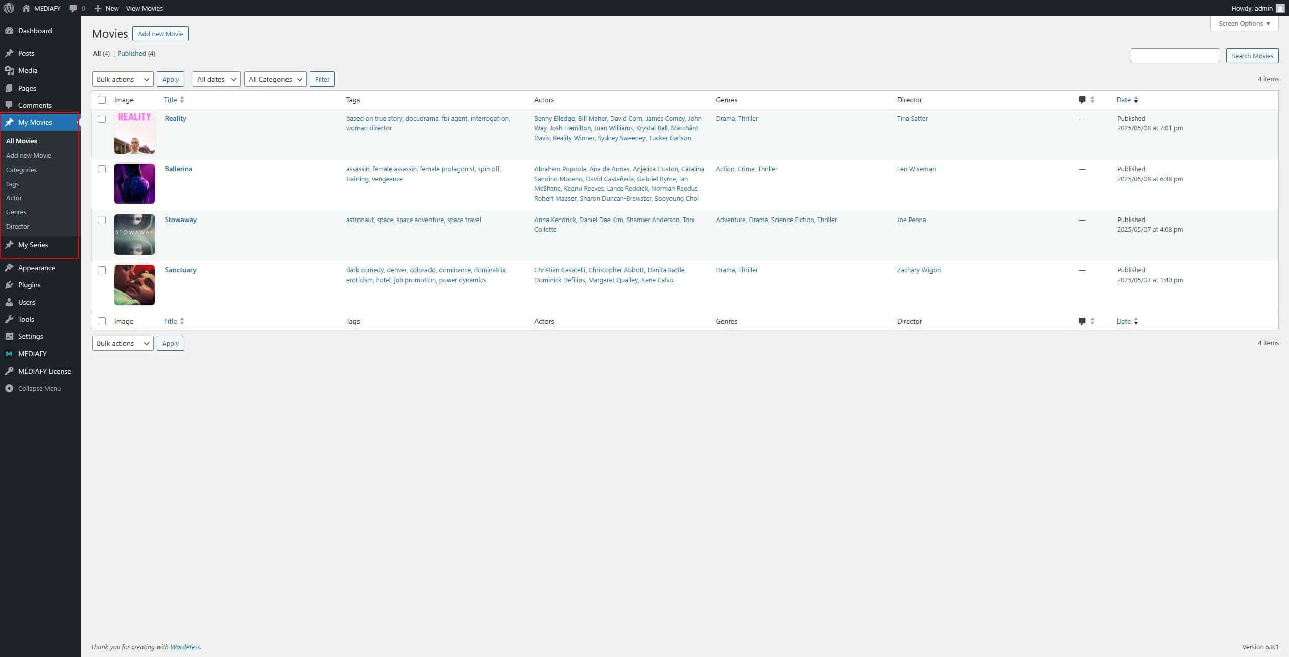 MEDIAFY - Get Movie and Series Data with TMDB API WordPress Plugin MEDIAFY - Get Movie and Series Data with TMDB API WordPress Plugin