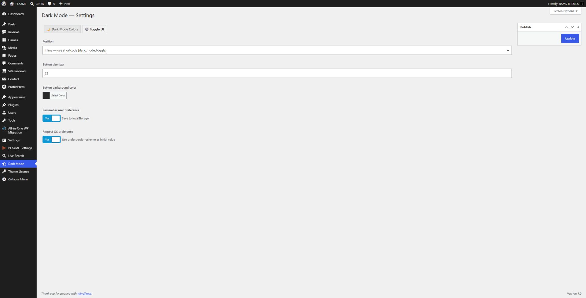 Native Dark Mode Settings Native Dark Mode Settings