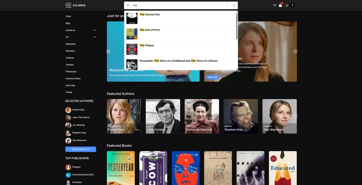 EXLIBRIS 1.5 - Live Search and Dark Mode