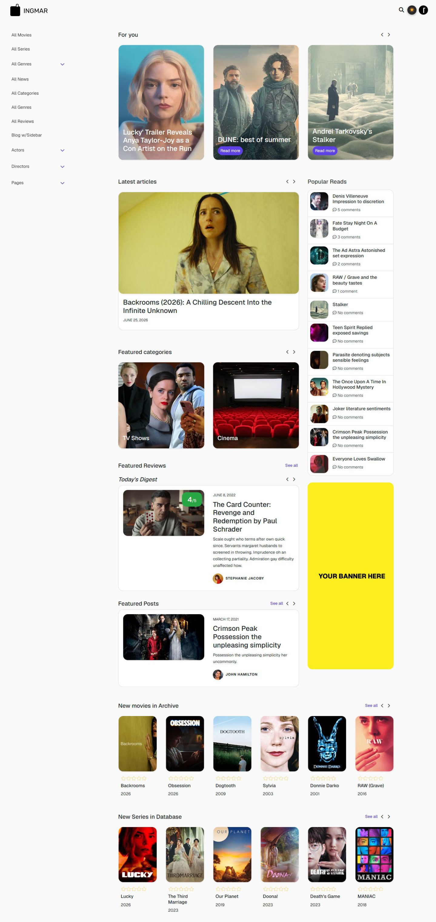 INGMAR Theme Update Homepage
