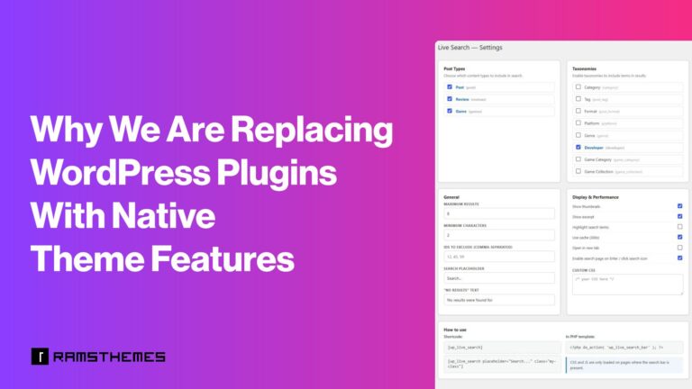 Native WordPress theme features