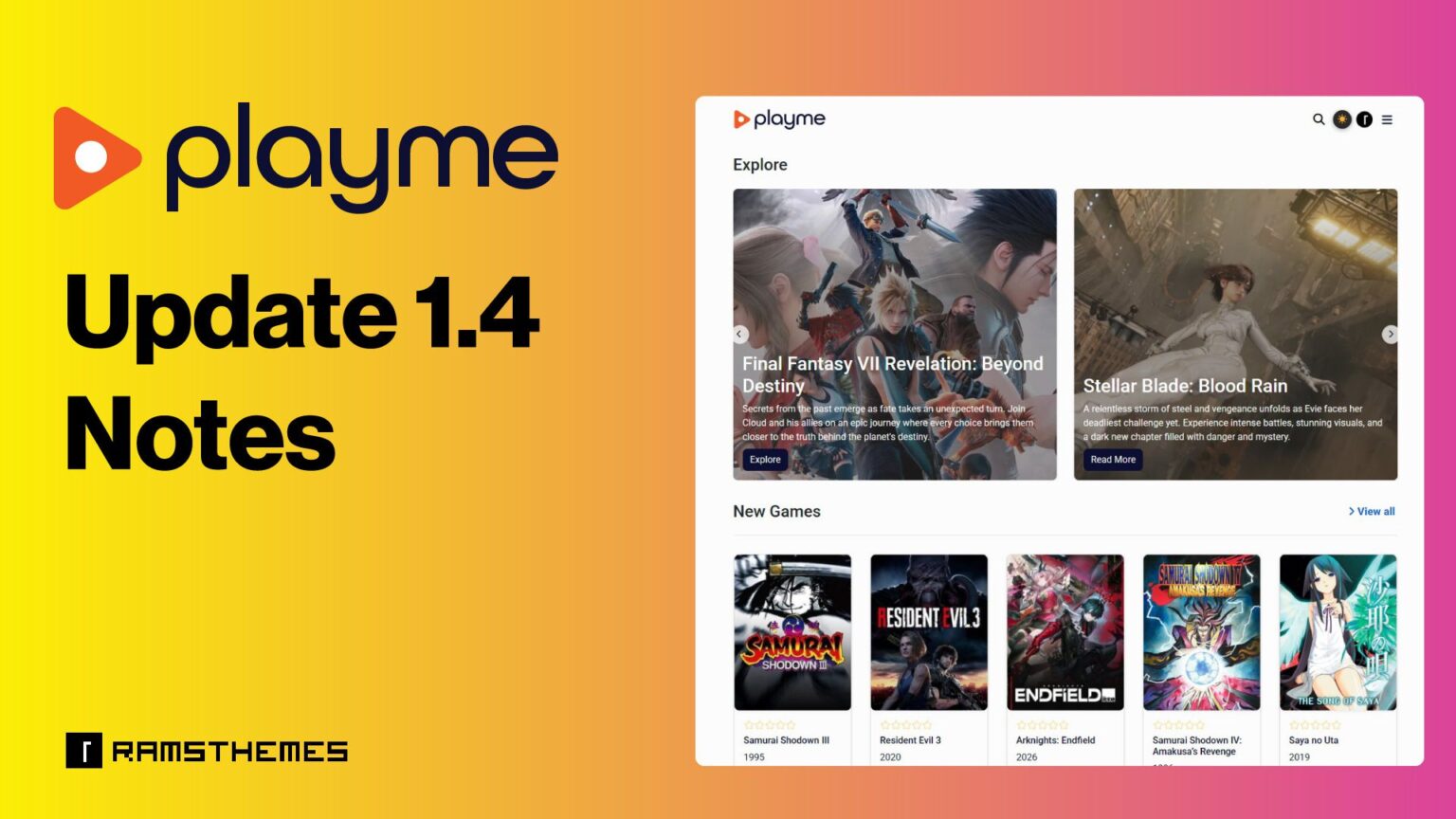 PLAYME 1.4: Rebuilt for Modern Gaming Websites